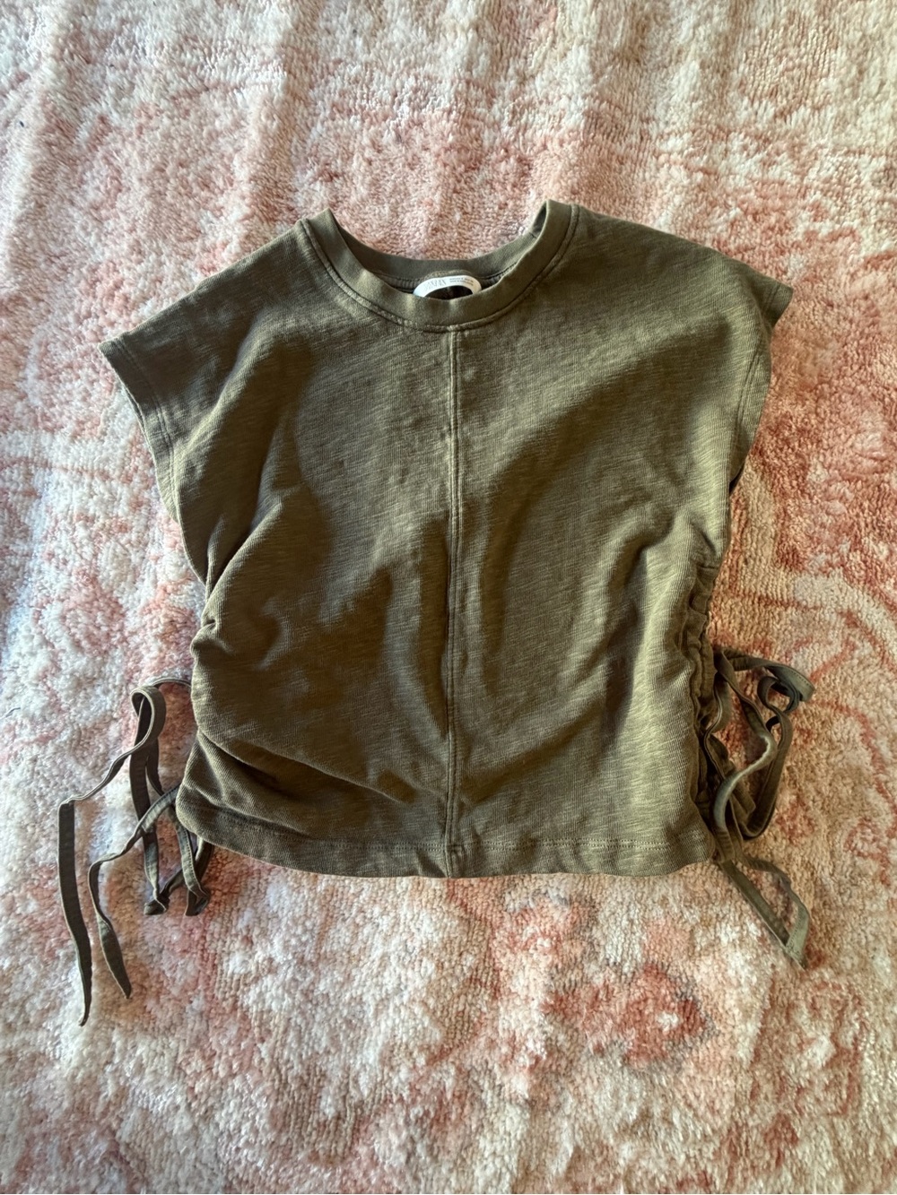 Zara Olive Green Side-Tie Crop Top